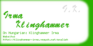 irma klinghammer business card